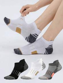 3 Pairs Men's Sports Ankle Socks, Low-Cut Athletic Socks With Reinforced Heel & Toe, Suitable For Running, Gym Workout & Training, Available In Multi-Pack & Multiple Colors - Multicolor - View 1