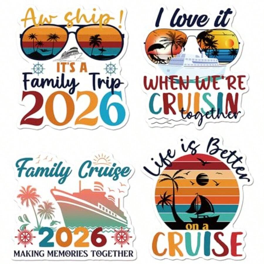 Family Cruise Door Drations Magnetic 4 Pcs Retro Family T 2026 Cruise Magnets Nautical Vacation Ship Cabin Door Signs Fridge Magnets Dr - [A]-A - Xem 1