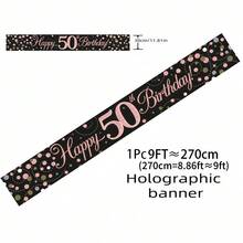 1件全息生日橫幅,玫瑰金數字生日橫幅,適用於生日派對裝飾、生日慶祝背景、派對拍照亭道具、室內外生日裝飾、週年慶祝裝飾、生日派對裝飾 - 玫瑰金 - 查看 23