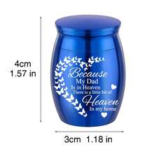 1 Piece Small Urns For Human Pet Ashes Aluminum Alloy Mini Keepsake Urn Butterflies Small Cremation Urns For Ashes Memorial Ashes Keepsake-Because My Dad Is In Heaven… - Multicolor - View 2