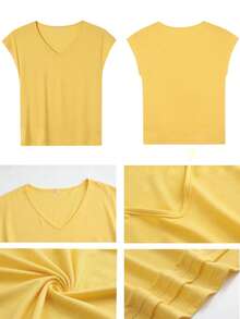 Women's Casual Summer V-Neck Vest | Von D Skull Logo Print | Perfect For Daily Wear, Outdoor Leisure, Loungewear, Back-To-School Season, Mother's Day & More Summer Occasions  | Daily Gift. - 黃色 - 查看 6