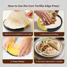 Large CRIMPIT Tortilla 3-In-1  6-8-10''flour Tortillas)-Mess-Free Meals,Versatile Cooking,Endless Recipe Ldeas,Perfect For Leftovers-Kitchen,Utensils - 黃色 - 查看 4