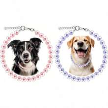 2pcs Fashionable Pet Collar, Luxury Faux Pearl Design For Gentle Elegant Look, Adjustable Fit Suitable For Any Pets - Multicolor - View 11