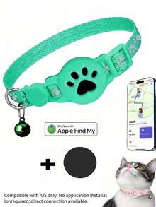 1pc Adjustable Reflective Cat Collar, Pet Cat Locator Collar Compatible With Apple Find My Tracker, 7-9 Inch Animal Print Reflective Collar, Detachable Cat Collar, IOS System Only, No App Required, One-Click Direct Use - Multicolor - View 17