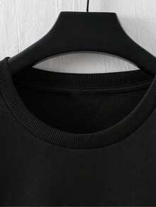 Herren-T-Shirts mit Grafikprint, Hoodie mit Grafikprint, modischer Urban-Style, lässige Alltagskleidung für junge Männer, überschnittene Schultern, Rundhalsausschnitt, T-Shirt für Vatertag oder Schulabschluss, für Herren - Schwarz - Übersicht 2