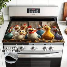 1pc 2D Spoof Chicken Style, Stove Protection Pad-Heavy Heat-Resistant Glass/Kitchen Utensils, Suitable For Stoves, Ovens, Washing Machines And Dryers-Scratch-Proof, Easy-To-Clean Table Protection Pad. - Multicolor - View 4