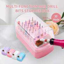 30-Hole Nail Drill Bits Storage Box With Cleaning Brush, Nail Drill Bit Dust-Proof Display Stand, Nail Drill Bit Organizer - Multicolor - View 4