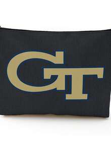 Georgia Tech Yellow Jackets Icon Logo  Durable  Canvas Zipper Pouch, Multi-Purpose Pencil Case For School, Waterproof Makeup Bag For Travel, Perfect For Students & Professionals - 黑色 - 查看 1