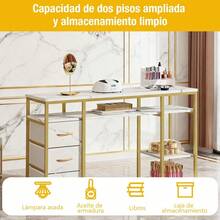 Double Manicurist Table With Shelf 120x40x80cm - White - View 4