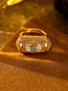 1pc Vintage Hollow Flower Wire Inlaid Zirconia Ring, Women's Daily, Evening, Wedding, Holiday Accessory - Multicolor - View 6