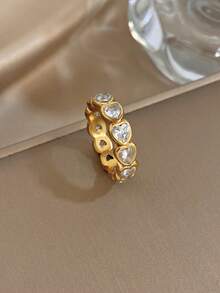 Nhẫn hình trái tim mạ vàng 18K đính đá Cubic Zirconia, nhẫn nữ, nhẫn hình trái tim, nhẫn mạ vàng, thích hợp đeo hàng ngày, hẹn hò, ngày lễ, tiệc tốt nghiệp, quà tặng Ngày của Mẹ, mùa nghỉ mát, trang sức đi biển, trang sức mùa hè, trang sức phong cách Bohemian, quà tặng Ngày Valentine. - Nhiều màu - Xem 3