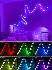 1 pieza Tira de luz de neón LED RGB flexible con control remoto - Luz de neón ajustable de color, adecuada para dormitorio, sofá, área de juegos y decoración de cine en casa, perfecta para decoración navideña - luz policromática - Ver 7