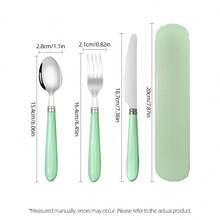 4件套便携式餐具套装，旅行餐具带收纳盒，可重复使用不锈钢餐具套装，露营餐具套装，成人午餐餐具，户外野餐餐具，包括餐刀、叉子、勺子，适合野餐、露营、旅行、工作、户外活动、家庭厨房、餐厅、学生、办公室、节日礼物、学习用品、返校季、复活节礼物 - - - 查看 10