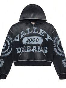 American Graffiti Print Loose Casual Zip-Up Hooded Sweatshirt For Men And Women - YN-2 - Xem 2
