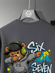 Tween Boy Cartoon Print Round Neck Short Sleeve T-Shirt And Shorts Set - Dark Grey - View 6