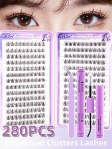 Bộ nối mi tự nhiên D-Curl 280 sợi, bộ mi giả dạng chùm, mi giả mỏng nhẹ, mi đơn 9-16mm, bao gồm keo dán mi và nhíp, tự làm tại nhà, phù hợp cho người mới bắt đầu, du lịch, sử dụng hàng ngày, đám cưới, hẹn hò, tiệc tùng, kỳ nghỉ, tuyệt vời làm quà tặng Giáng sinh/Halloween/bộ mi giả - màu đen - Xem 12