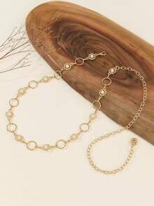 1 pieza Cadena de pantalones de doble capa de acero inoxidable con estilo punk de moda, adecuada para adolescentes, uso casual al aire libre, deportivo, vacaciones, viajes, regalos de graduación, cumpleaños, uso diario - Plateado - Ver 13