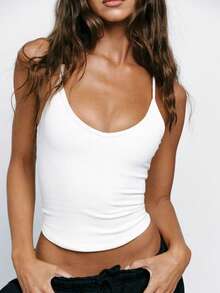 Leadlive 夏季新款白色吊带背心，女士背心，休闲紧身无袖上衣，女士运动背心，夏季背心，女士健身上衣 - 白色 - 查看 3