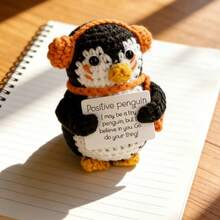 1pc Cute Multipurpose Penguin Shaped Orange Earphone Decor, Delicate And Whimsical, Suitable For Home Decor Or Gift - Multicolor - View 5