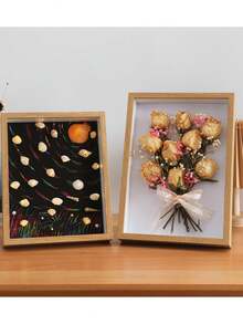 1个DIY木质镂空相框 3D干花相框 无配件展示架 永生玫瑰手工相框 婚礼纪念品墙饰 - 相框 - 查看 5