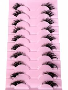 10 Cặp Mi Giả Nửa Mi, Mi Giả Dải Trong Suốt, Mi Giả Mắt Mèo, Mi Giả Ngắn Mềm 3D Lông Chồn Nhân Tạo, Trang Điểm Tự Nhiên (10B-2) - màu đen - Xem 6