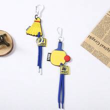 创意羽毛球和乒乓球设计，软橡胶钥匙扣，个性化编织绳，情侣最佳伙伴，运动风包包挂件 - 彩色 - 查看 5