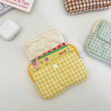 Checkered Quilted Card Bag With Snap Button Makeup Bag Layered Zipper Design For Girls' Personal ID Bank Card Storage Cosmetic Bag Large Capacity Multi Functional Makeup Bag Lipstick Cosmetics Storage Toiletry Bag Ideal Valentine's Day Gift Vacation Commuter Travel Portable Make Up Bag - Multicolor - View 9