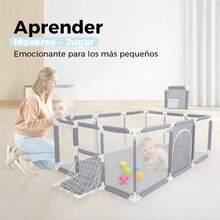 Corralito Para Bebé 3 En 1 Plegable | Corral Infantil Gris con Tela Oxford | Ideal para Juegos y  | Diseño Compacto y Duradero - Gris - Ver 9