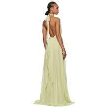 Summer New Women's Fashion Elegant Temperament Long Dress Goddess Sexy V-Neck Sleeveless Three-Dimensional Floral Ruffle Seaside Vacation Flowing Long Dress In Multiple Colors For Parties, Banquets, And Dates - 綠色 - 查看 7