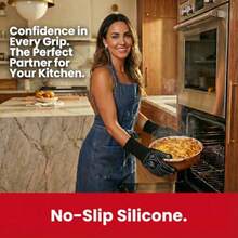 BBQ And Grill Gloves Oven Gloves 1472°F Silicone Oven Mitts Heat Resistant Grilling Gloves Fireproof Non-Slip For Barbecue Cooking Baking Smoking 1-Pair Gray L - Gray - View 7