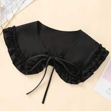 1pc Ladies' Black Fashion Shrug With Wavy Edge Decor, Perfect For Daily Wear Valentine's Day Valentines - Black - View 8