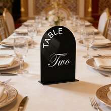 10 pièces Supports de numéros de table incurvés en acrylique transparent/noir/blanc avec supports, décoration de table de mariage, d'anniversaire et de dîner moderne et minimaliste, porte-cartes - Carte de siège C - Voir 22