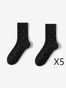 1/2/3/5 đôi tất nữ chấm bi tối giản bằng cotton, kiểu dáng thanh lịch, đa năng, đơn giản, phù hợp với giày bệt, giày thường ngày, dép lê, sandal, mùa xuân/hè/thu. - Nhiều màu - Xem 12