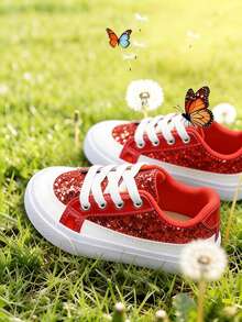 2026 Spring Bright Color Comfortable Children Canvas Shoes, Non-Slip Flat Casual Lace-Up Canvas Sneakers For Boys And Girls - Red - View 5