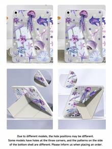 紫色海洋元素图案保护壳，兼容 iPad Air 4/5 10.9 英寸、7/8/9 10.2 英寸、10（2022 年款，10.9 英寸）、11（A16，2025 年款，11 英寸）、Air 8（M4，2026 年款，11 英寸），内置 Apple Pencil 插槽，也兼容三星 Galaxy Tab A9 11 英寸、Tab A9 8.7 英寸。可爱风格，适合作为返校、情人节、新年礼物。 - 彩色 - 查看 7