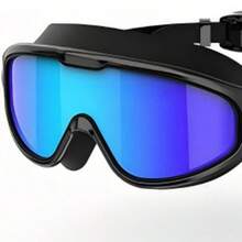 Hasbro 1 pieza Gafas de natación de marco grande unisex para adultos, con recubrimiento antivaho, resistente al agua y protección UV, con acabado electrolítico, con tapón para los oídos incorporado y correa ajustable - Adecuado para piscina, playa y entrenamiento de natación - Estilos aleatorios - Ver 15