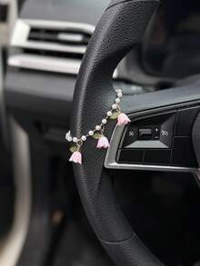 1pc Fresh Linglan Flower Car Steering Wheel Decoration Interior Decoration Accessories - A - View 2