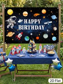 1pc Space Themed Backdrop, Space Astronaut Planet Design Hanging Banner,Baby Shower Party Supplies,Gender Reveal Party Supplies, Birthday Party Decor, Party Photo Props,Birthday Gift,Dining Table Centerpiece Decor ,Nursery Room Decor, Home Decor, Party Favors - Astronauts - View 11