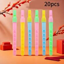 20/30 piezas Instrumentos musicales Kazoo para fiestas, flauta pequeña de 6 agujeros, flauta de plástico de colores, instrumentos que hacen sonido, suministros para juegos de fiesta, accesorios de instrumentos de viento, regalos musicales, accesorios de instrumentos musicales, práctica musical - Multicolor - Ver 9