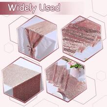 1pc 12 X 72 Inch Rose Gold Sequin Table Runner, High Density Shiny Sequin Loose Table Runner For Birthday Party Decor, Wedding, Engagement, Holiday Celebration - View 7