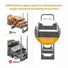Heavy Duty Steel Firewood Rack With 600D Waterproof Cover – Indoor & Outdoor Log Storage Holder – Durable, Rust-Resistant Organizer For Fireplace, Patio, Fire Pit - A - View 6