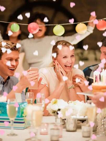 2000pcs Soft Heart & Polka Dot Paper Confetti, Colorful Paper Heart Gift Filler & Decor, Pink, Blue, Gold Desktop Decoration, Suitable For Romantic Celebration, Birthday, Wedding And Valentine's Day