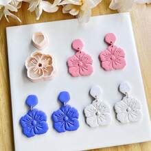 2pcs/Set Bohemian Flower Soft Clay Earring Mold, Suitable For DIY Earrings And Jewelry Making, Ceramic Earring Crafting, Handmade Earring Making Tools - Apricot - View 6