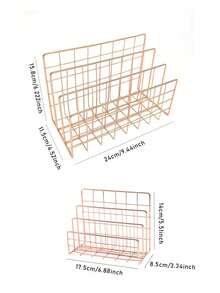 1/2 piezas Estantería moderna de metal con 3 cestas de almacenamiento, organizador de escritorio minimalista de hierro, estantería de almacenamiento de sobremesa, estantería de almacenamiento, caja de almacenamiento multiusos para revistas y periódicos, adecuada para almacenamiento y decoración del hogar y la oficina - Multicolor - Ver 2