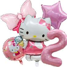 Bộ bóng bay trang trí tiệc Sanrio, Bộ bóng bay số Hello Kitty màu hồng KT, Bộ bóng bay trang trí tiệc, Bộ bóng bay hình hoạt hình Hello Kitty dễ thương, Trang trí không gian bằng bóng bay, Bóng bay sinh nhật Hello Kitty, Bóng bay tiệc ngày lễ - Xem 7