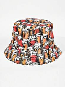 1pc Unisex Retro 80s Style Letter Graphic Print Reversible Bucket Hat, Random Pattern Placement, Suitable For Spring/Summer - A - View 26