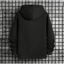 Women's Letter Print Hooded Sweatshirt - Cozy Pullover Hoodie With Long Sleeve, All-Season Casual Sweater, Regular Fit Blouse For Casual Attire, Machine Washable (Year-Round Wardrobe Staple) - màu đen - Xem 3