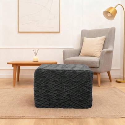 otomano cuadrado esponjoso con relleno de espuma todo en uno, 20 x 14 pulgadas, taburete otomano peludo para sala de estar o recmara gris