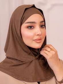 قطعة واحدة من الحجاب الناعم والقابل للتنفس مع بطانة داخلية، مناسب للارتداء اليومي، لون أحادي بسيط وشامل للمرأة المسلمة، حجاب سحب فوري، ضروريات السفر، منشفة شاطئ - متعدد الألوان - مشاهدة 14