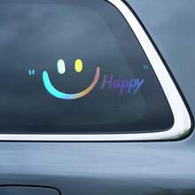 Happy Smiling Face Motorcycle Stickers Front Cowl Fuel Tank Fender Helmet Vinyl Decals Scratch Covering Decoration Stickers - Reflective Laser - View 3